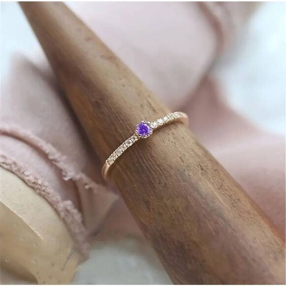 1pc Exquisite Fashion Inlaid Amethyst Zircon Engagement Wedding Ring - Picture 4 of 12